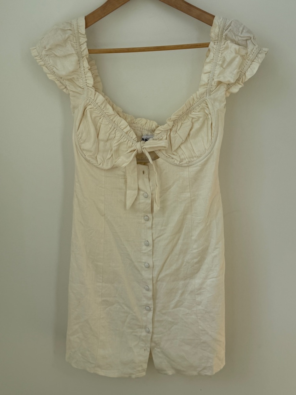 Princess Polly Eloise White Ruffle-Trim Button Front Mini Dress